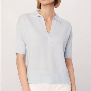 White + Warren Elbow Sleeve Polo Sweater